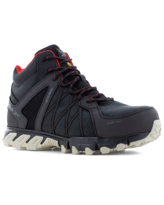 Reebok Sicherheitschuh IB1052 Trailgrip Safety Mid mit Sicherheitsklasse S3 in schwarz rot Ansicht von schräg rechts