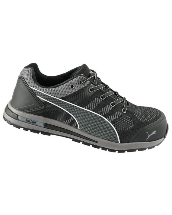 Puma-Sicherheitsschuh-Elevate-Knit-Low-S1P-schwarz-grau-Ansicht-schraeg-rechts