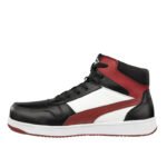 Puma-Sicherheitsschuh-Frontcourt-Mid-S3-schwarz-weiss-rot-Damen und Herren-Seitenansicht links