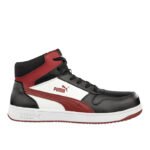 Puma-Sicherheitsschuh-Frontcourt-Mid-S3-schwarz-weiss-rot-Damen und Herren-Seitenansicht rechts